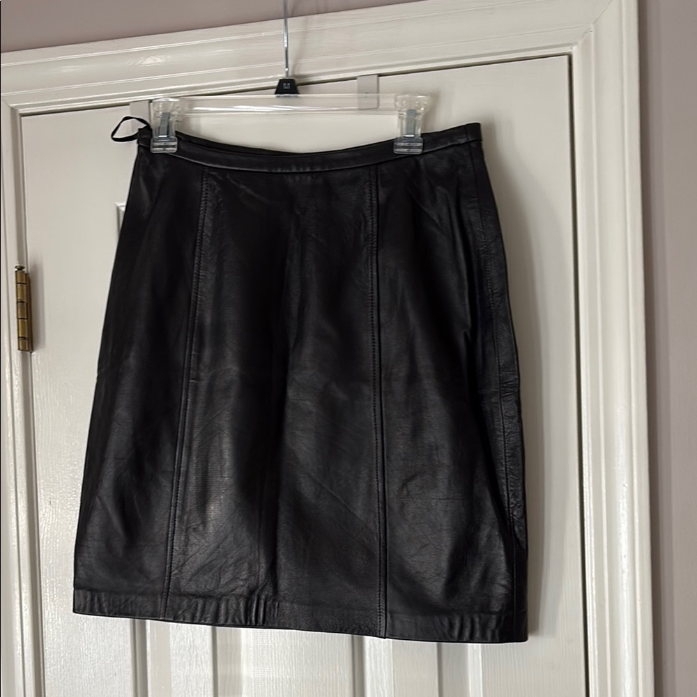 INC International Concepts Black Leather Mini Skirt